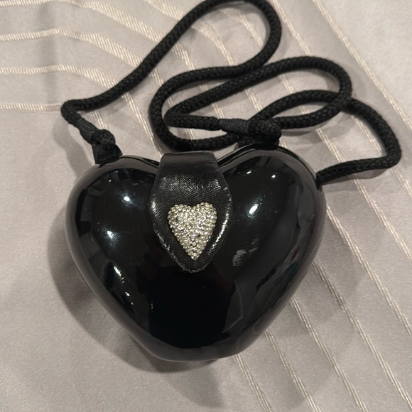 Vintage Timmy Woods Black Wooden Heart Crossbody - Picture 1 of 8